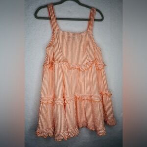 ASOS Design Women's Orange Striped Gauzed Mini Dress Sz 8 Summer Spring Vacation